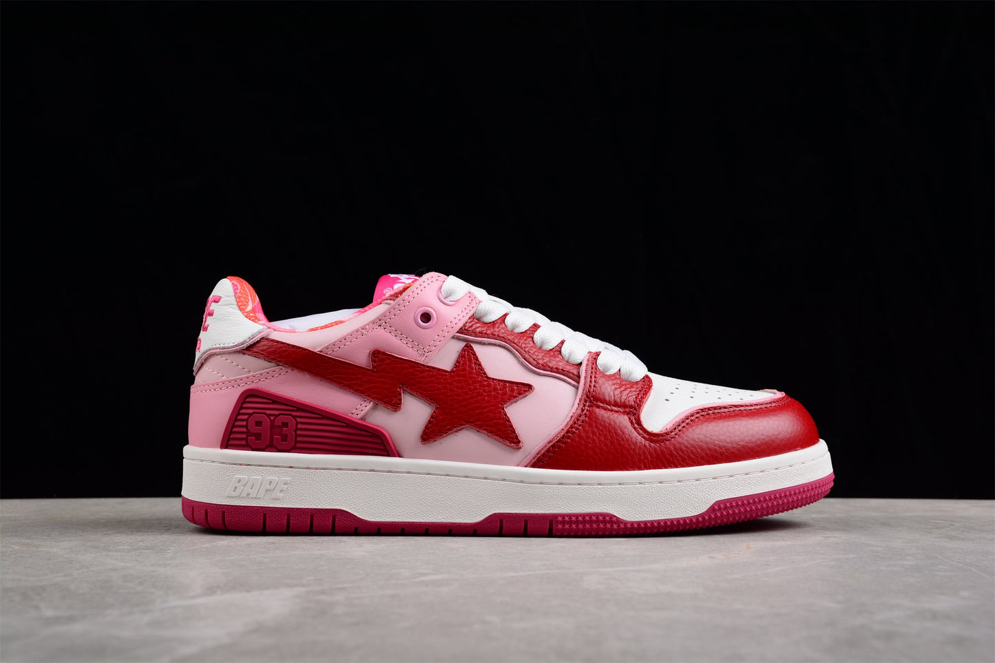 BAPE Sta Low-top Sneakers In And Pink - Red Unisex Streetwear Limited Edition - **BAPE STA Low-Top Sneakers in Red and Pink** Unleash a burst of color with the