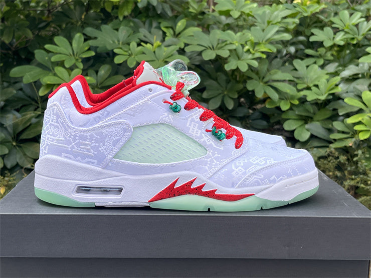 JORDAN 5 - Red - Green - White Unisex Streetwear Limited Edition