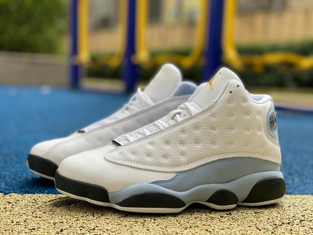 Jordan 13 blue Grey Unisex Streetwear Limited Edition - The Air Jordan 13 Retro in this fresh white and light blue colorway brings a