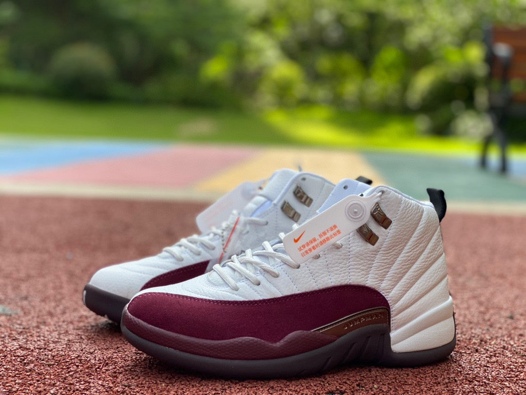 Jordan 12 Retro 'bordeau - And White' Unisex Streetwear Limited Edition - Introducing the Air Jordan 12 Retro 'Bordeaux and White,' a refined and stylish addition to