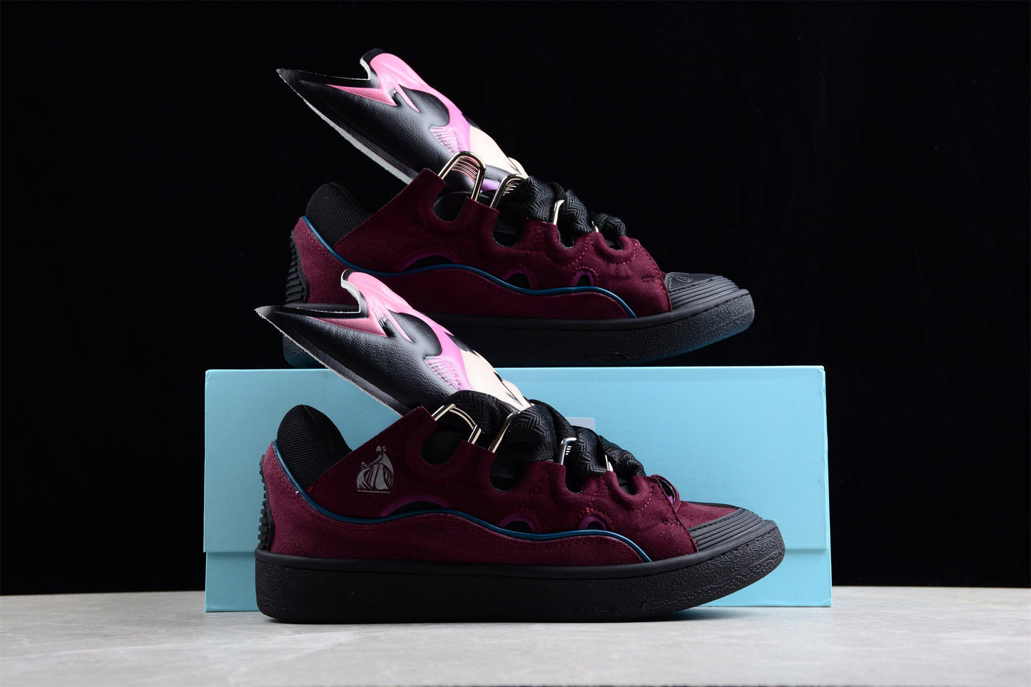 Lanvin Burgundy Suede Sneakers - Black Unisex Streetwear Limited Edition - ### Lanvin Burgundy Suede Sneakers Step up your sneaker game with these striking Lanvin Burgundy