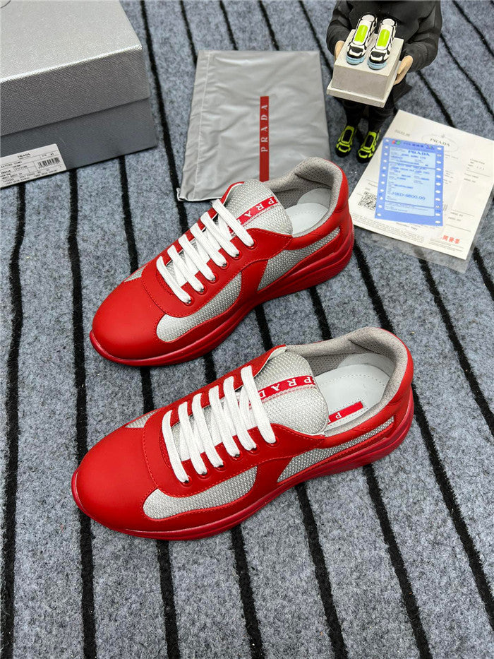 PRADA America's Cup Soft Rubber Silver Sneakers - Red Unisex Streetwear Limited Edition