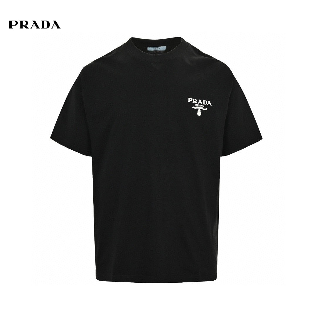 Prada Milano Logo T-shirt - Black Unisex Streetwear Limited Edition - This Prada t-shirt features the iconic Prada Milano logo on the chest, set against a
