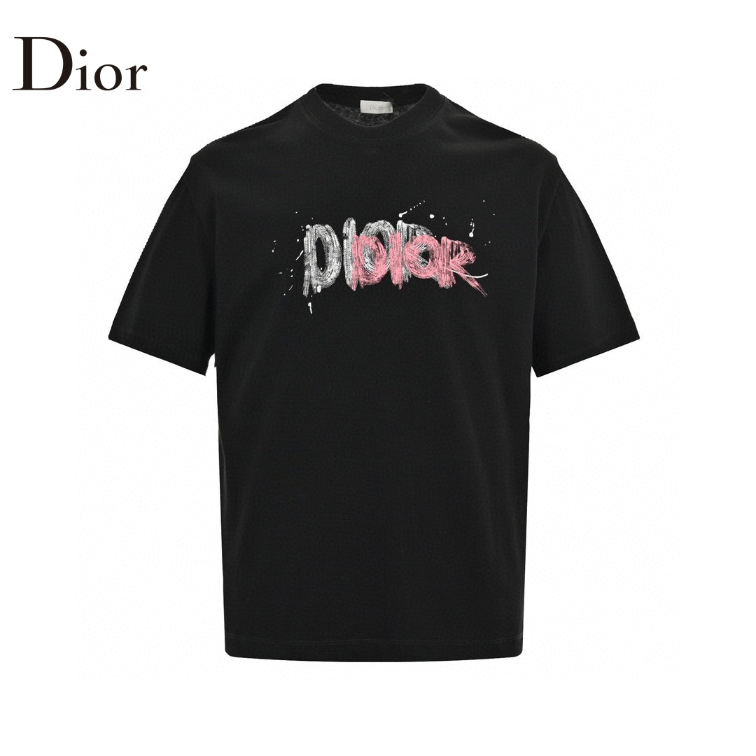 Dior Graffiti Logo T-shirt In - Black Unisex Streetwear Limited Edition - The Dior Graffiti Logo T-Shirt in black is a striking piece that combines the boldness