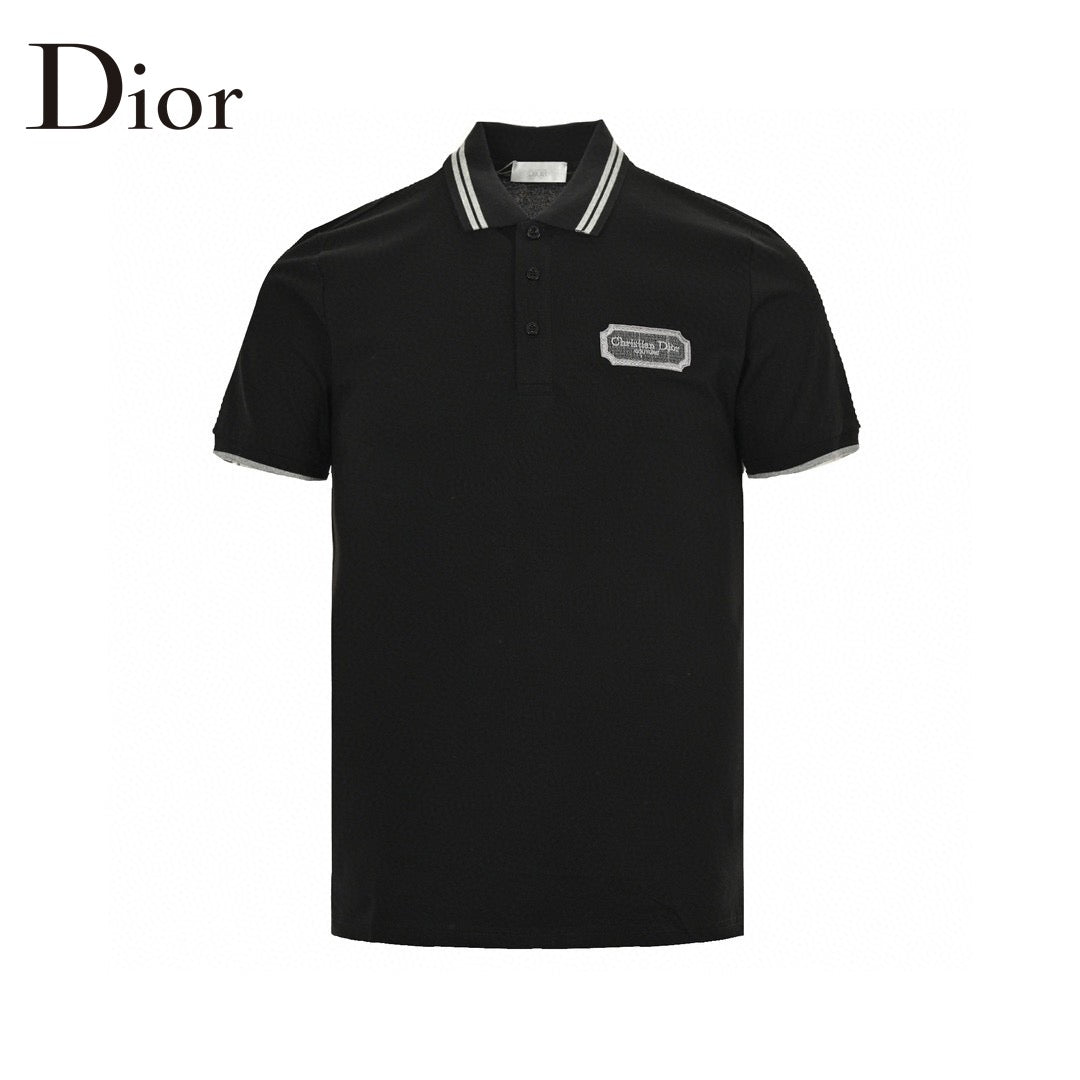 Dior Polo Shirt (black) Unisex Streetwear Limited Edition - This black Dior polo shirt combines timeless sophistication with contemporary flair. It features a Christian