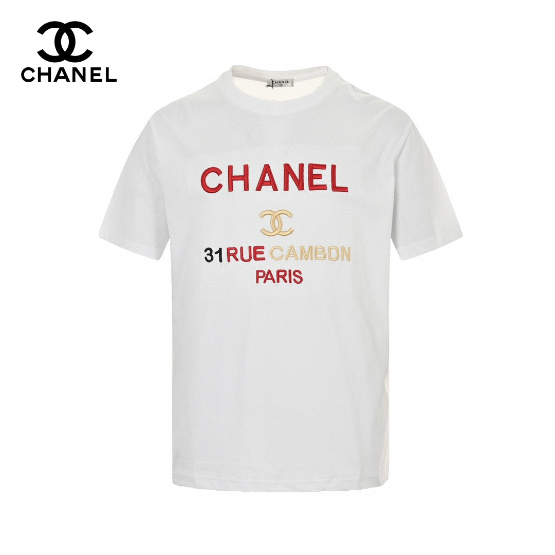 Chanel T-shirt - Black Unisex Streetwear Limited Edition - This Chanel t-shirt features a classic white design with a bold text graphic on the