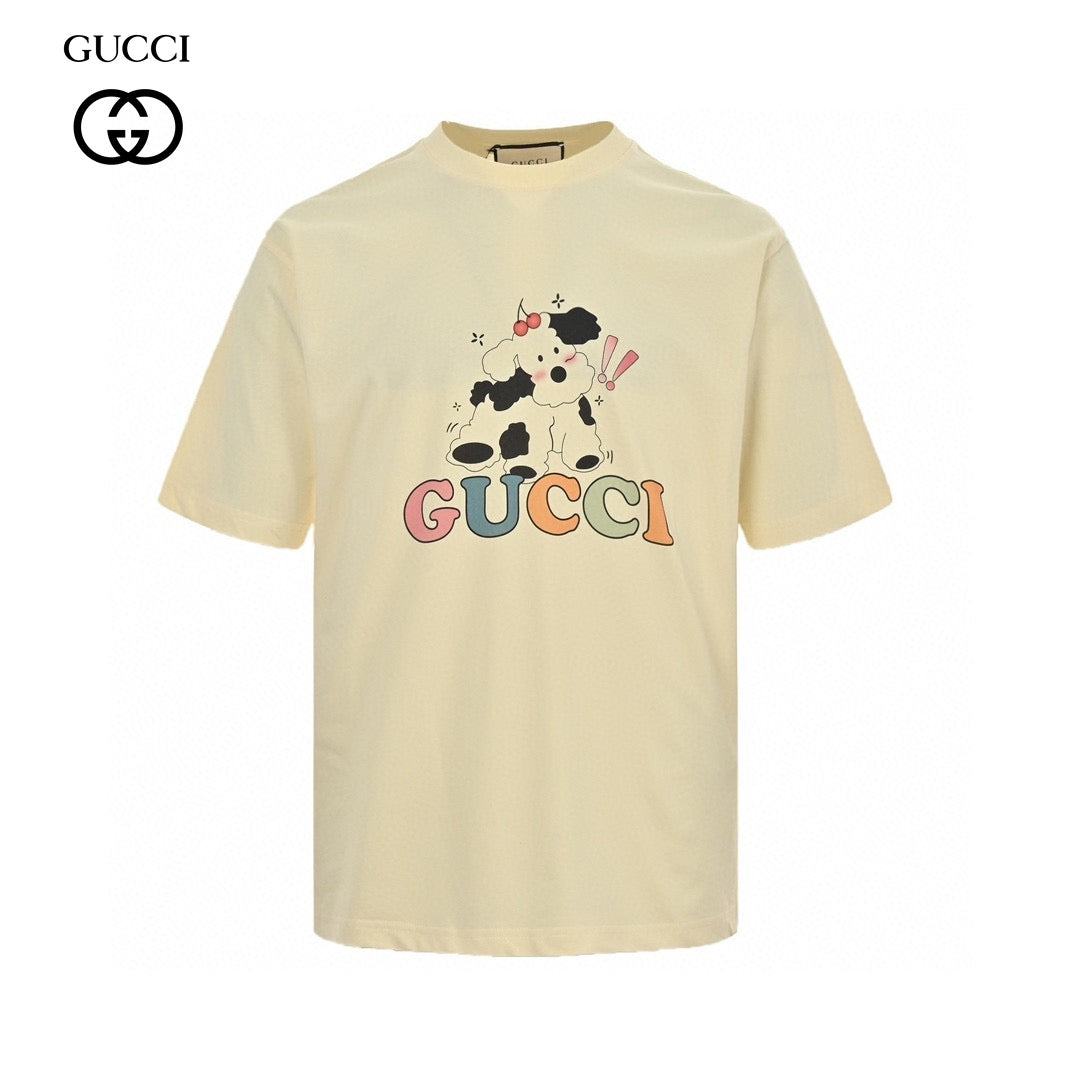 Gucci Cartoon Cow Logo T-shirt (cream) Unisex Streetwear Limited Edition - The Gucci Cartoon Cow Logo T-Shirt in cream is a fun and playful piece that
