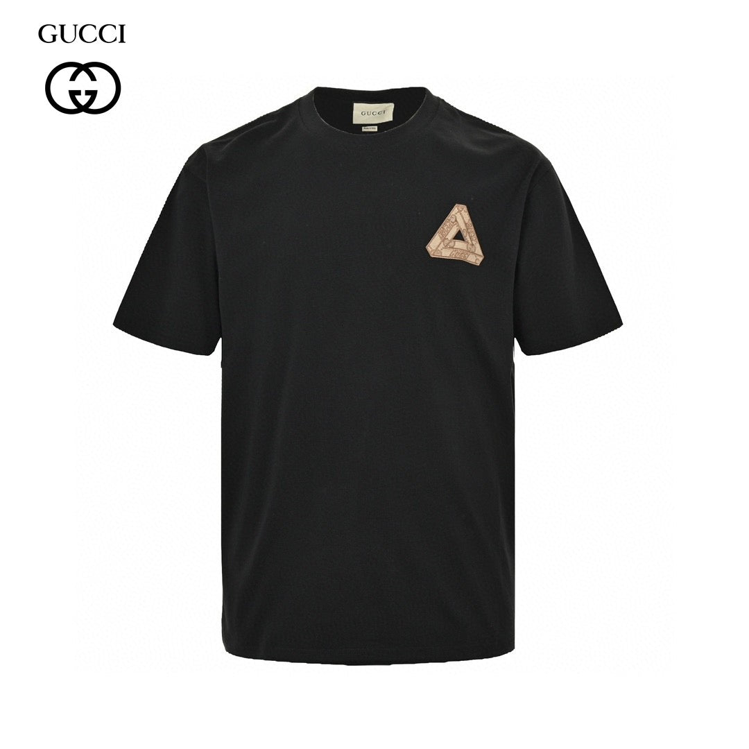 Gucci Triangle Logo T-shirt - Black Unisex Streetwear Limited Edition - This Gucci t-shirt features a subtle triangle logo on the chest. The shirt is primarily