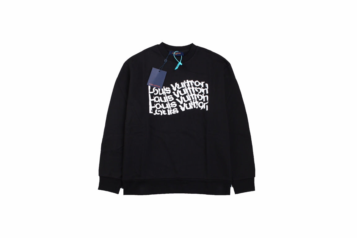 Prada Repeated Logo Sweatshirt - Black Unisex Streetwear Limited Edition - This Prada sweatshirt in black features a repeated 'Prada' logo design on the chest. The