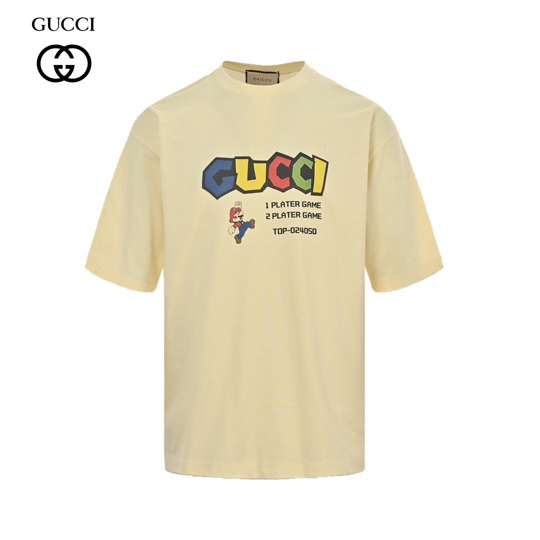 Gucci Retro Game T-shirt (cream) Unisex Streetwear Limited Edition - The Gucci Retro Game T-Shirt in cream is a nostalgic piece that pays homage to