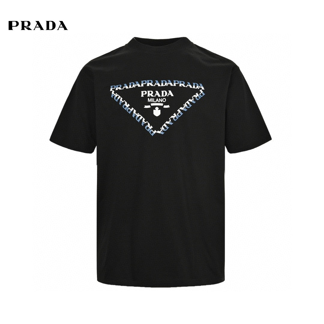 Prada T-shirt With Logo Design - Black Unisex Streetwear Limited Edition - The Prada Black T-Shirt with Logo Design is a sleek and modern piece that embodies