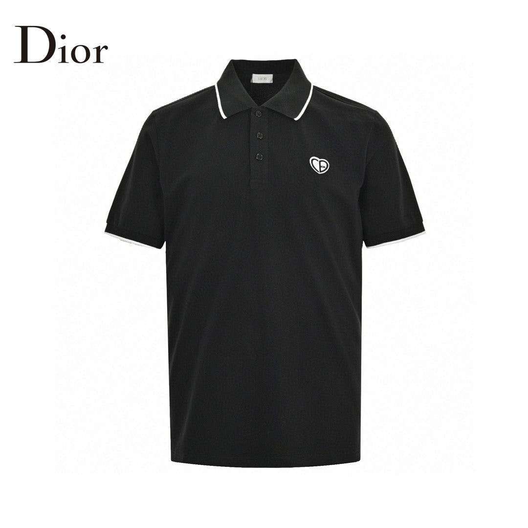 Dior Polo Shirt - Black Unisex Streetwear Limited Edition - This Dior polo shirt features a classic design with a black color and white trim