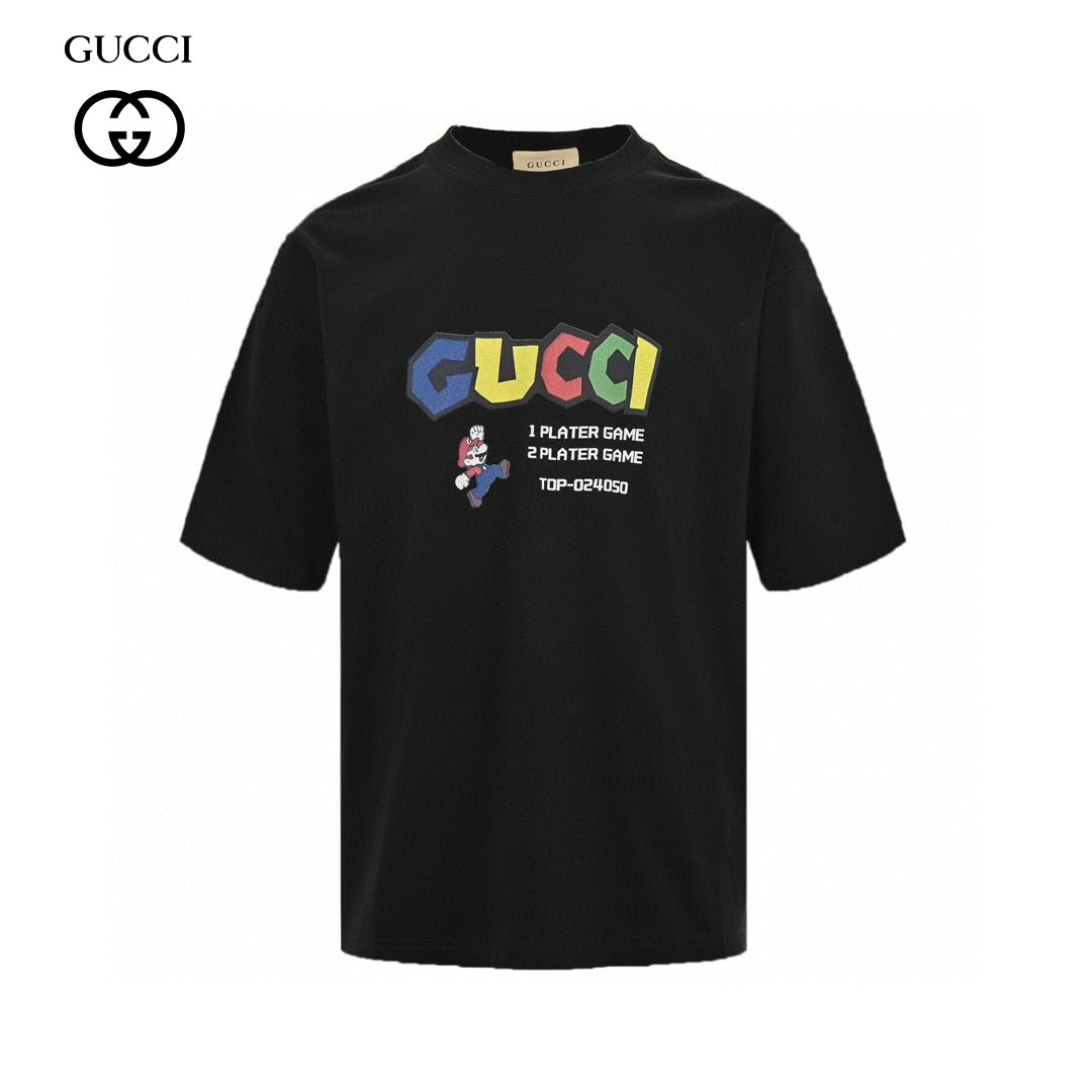Gucci Retro Game T-shirt (black) Unisex Streetwear Limited Edition - The Gucci Retro Game T-Shirt in black combines luxury with a playful nod to vintage