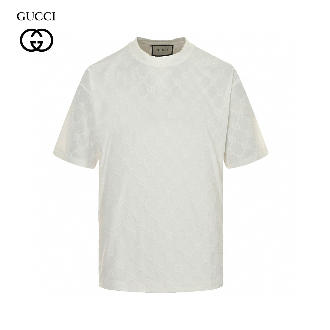 Gucci Gg Patterned T-shirt (white) Unisex Streetwear Limited Edition - The Gucci GG Patterned T-Shirt in white is a sophisticated addition to any wardrobe. Made