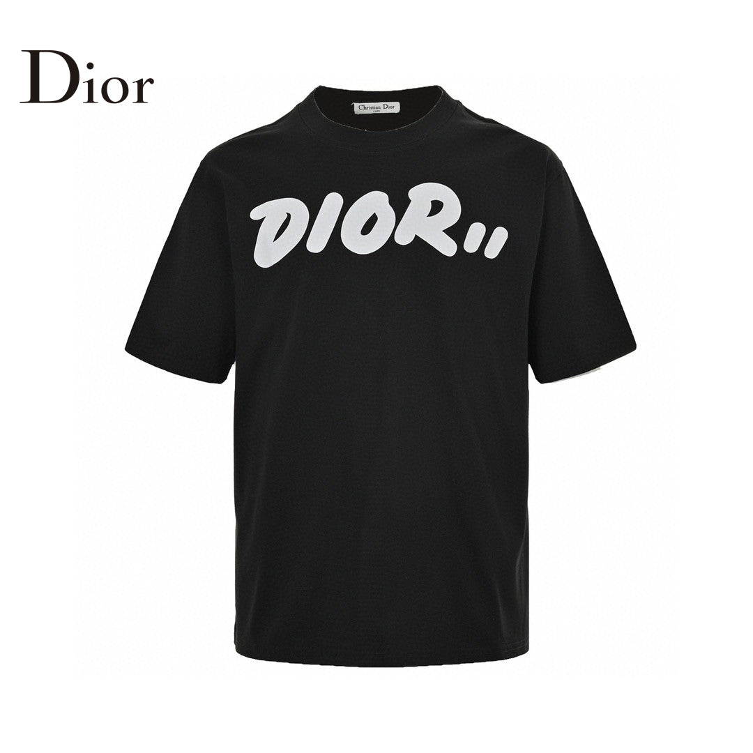 Dior Oversized Logo T-shirt - Black Unisex Streetwear Limited Edition - This Dior t-shirt features a bold oversized 'Dior' logo in white on the front. The