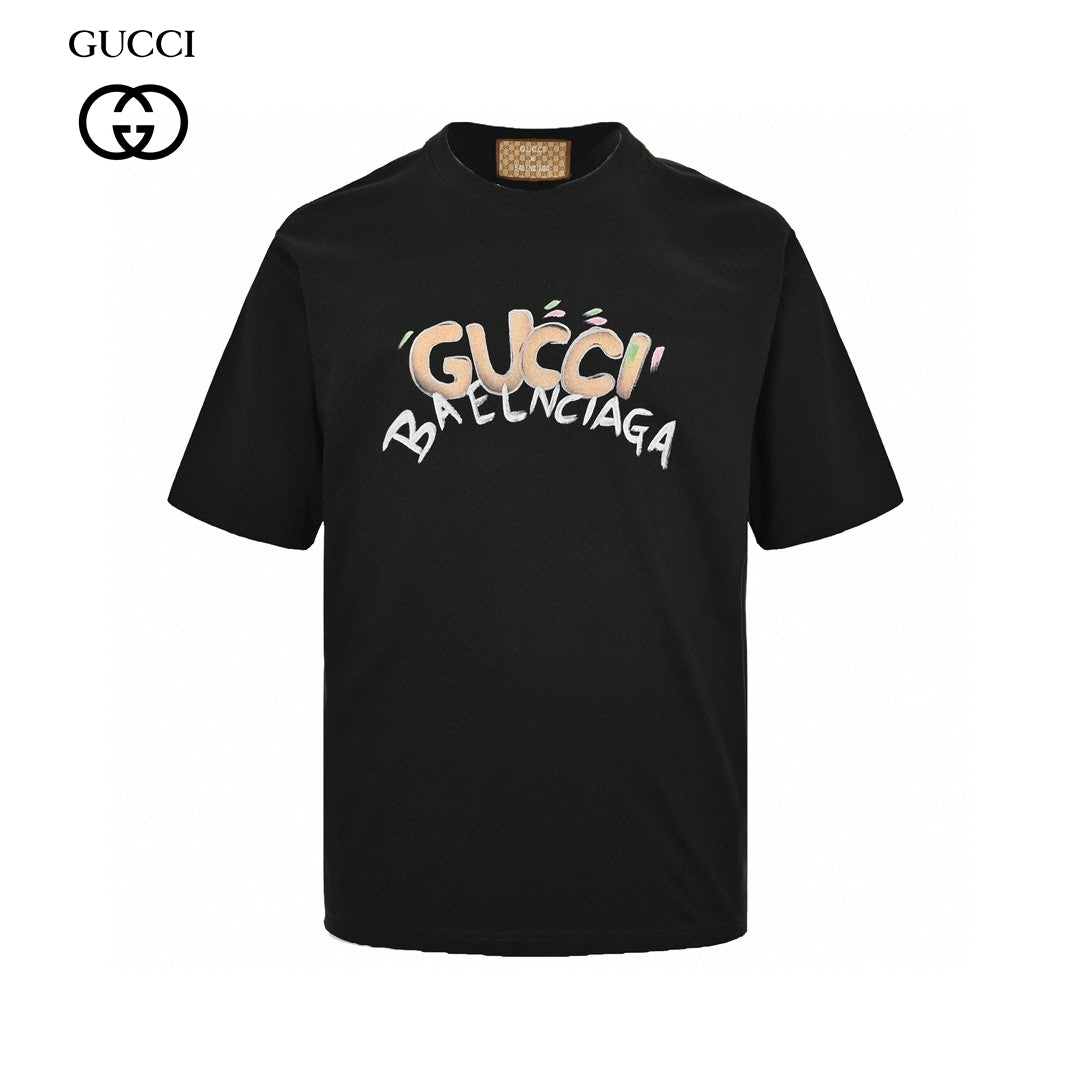 Gucci - Balenciaga Collaboration T-shirt (black) Unisex Streetwear Limited Edition - The Gucci x Balenciaga Collaboration T-Shirt in black is a signature piece from the celebrated