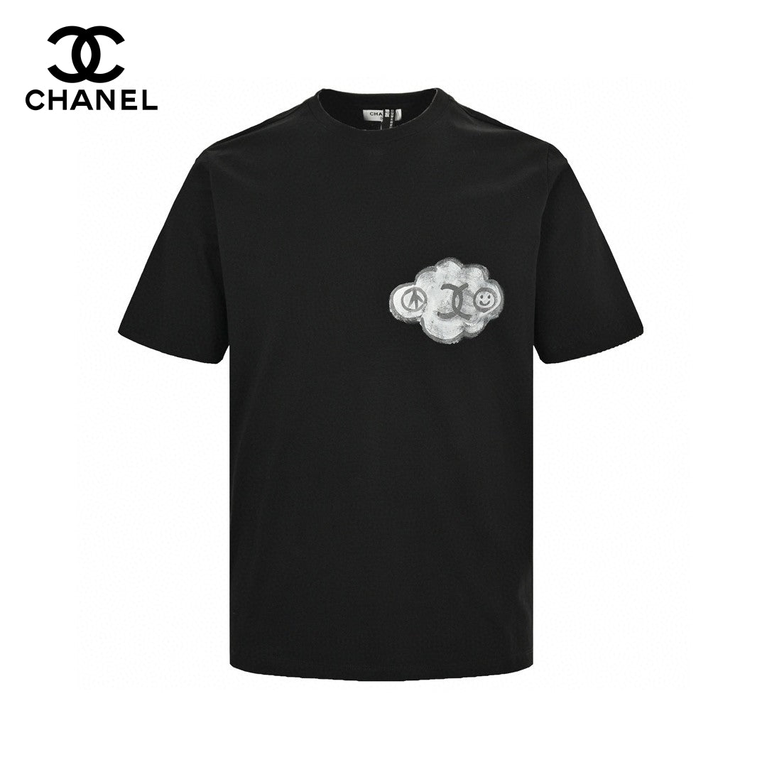 Chanel Cloud Logo T-shirt In - Black Unisex Streetwear Limited Edition - The Chanel Cloud Logo T-Shirt in black blends playful design with classic elegance. This t-shirt