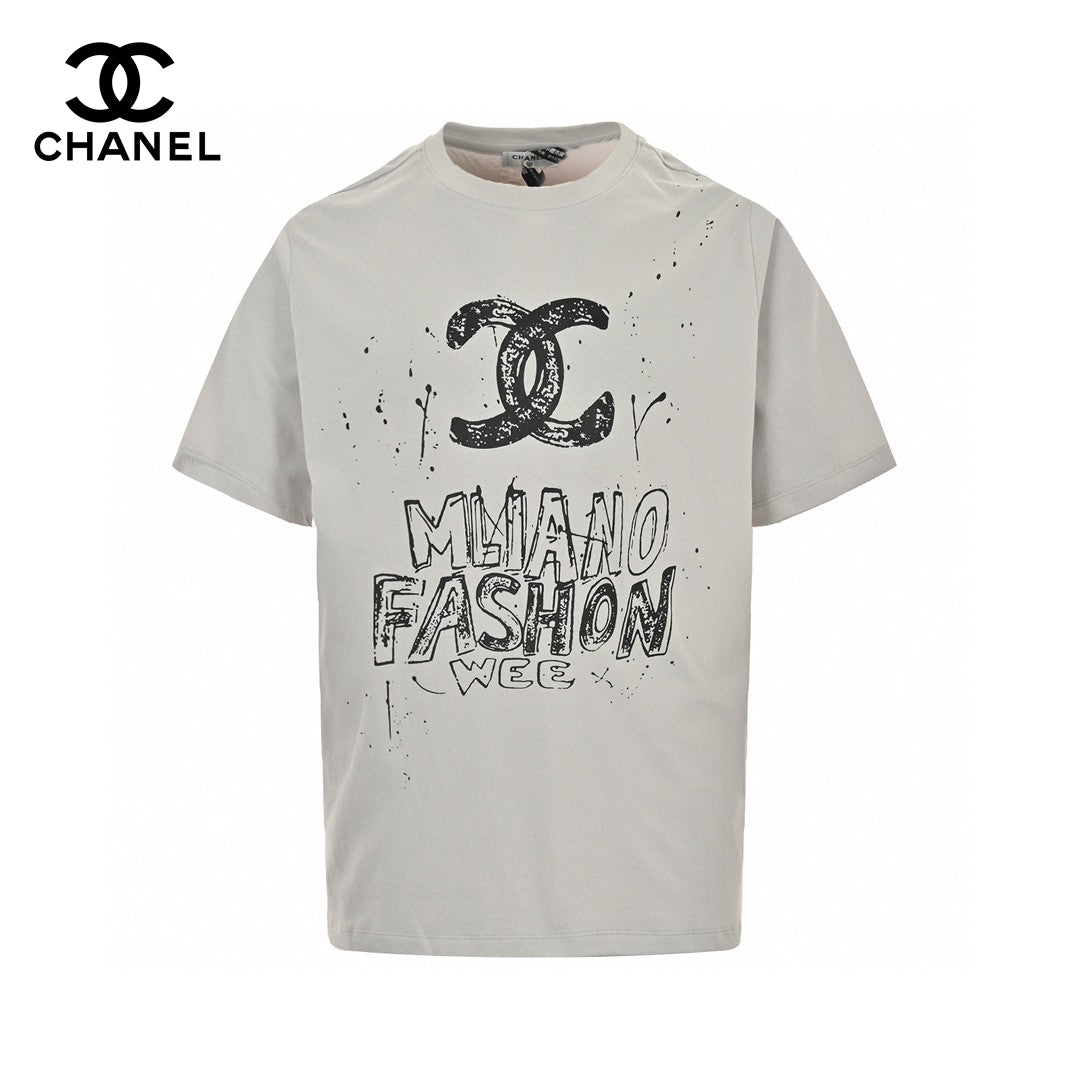 Chanel Milano Fashion Week T-shirt (gray) Unisex Streetwear Limited Edition - This gray Chanel Milano Fashion Week T-shirt offers a blend of high fashion and casual