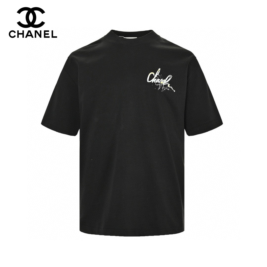 Chanel Signature Logo T-shirt - Black Unisex Streetwear Limited Edition - This Chanel t-shirt features a small, elegant signature logo on the chest, adding a touch
