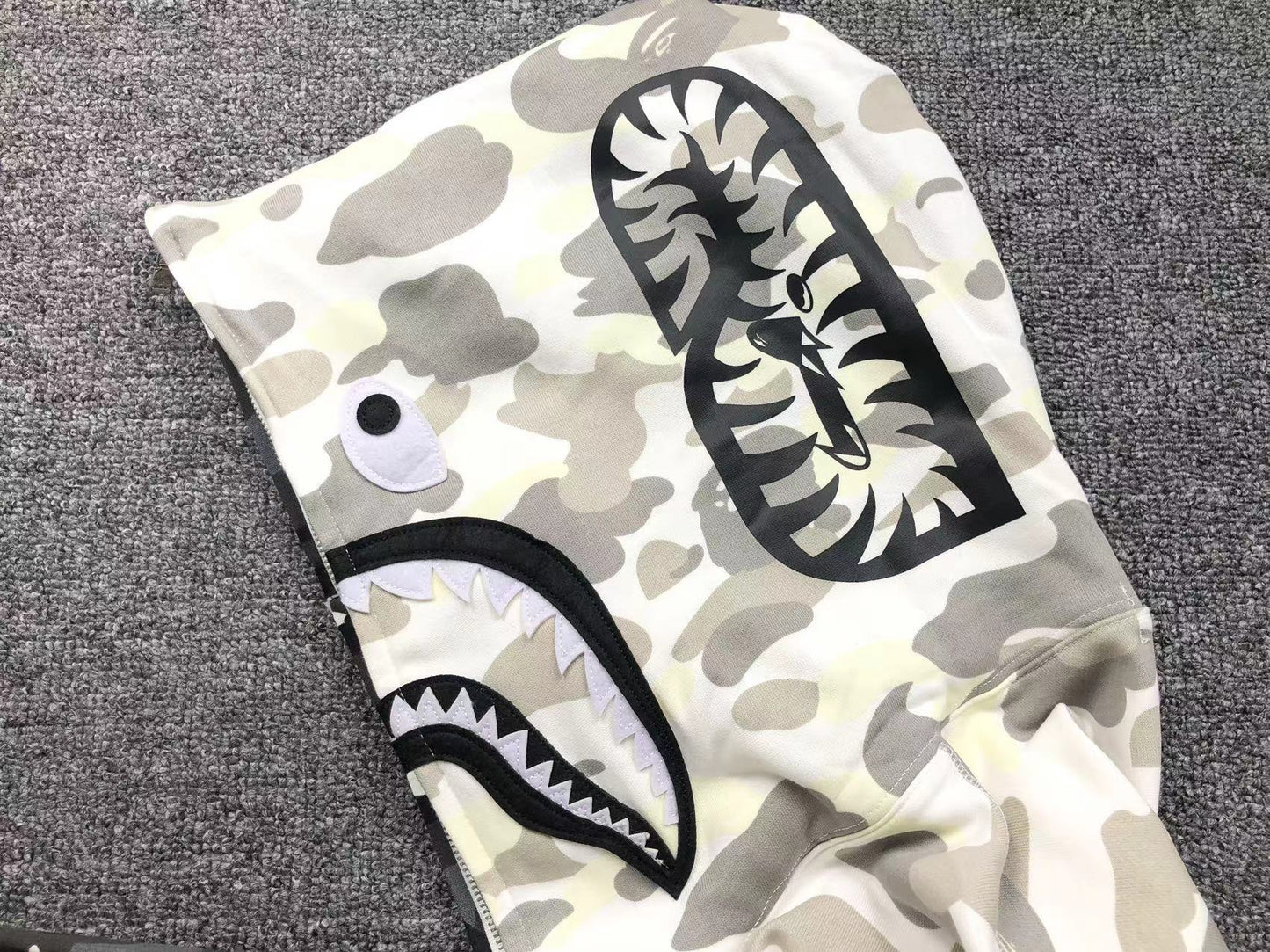 BAPE City Camo Half Shark Full Zip Hoodie White - - Black Unisex Streetwear Limited Edition