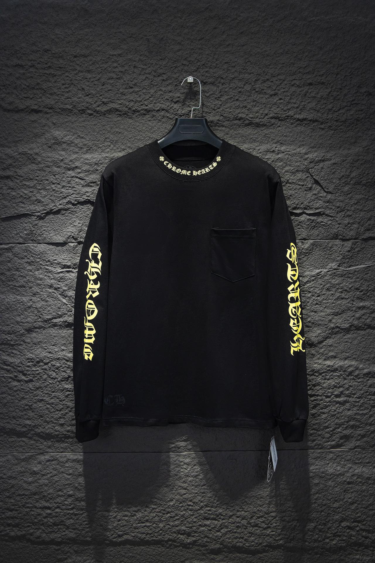CHROME Hearts Yellow Collar Longsleeve - Black Unisex Streetwear Limited Edition