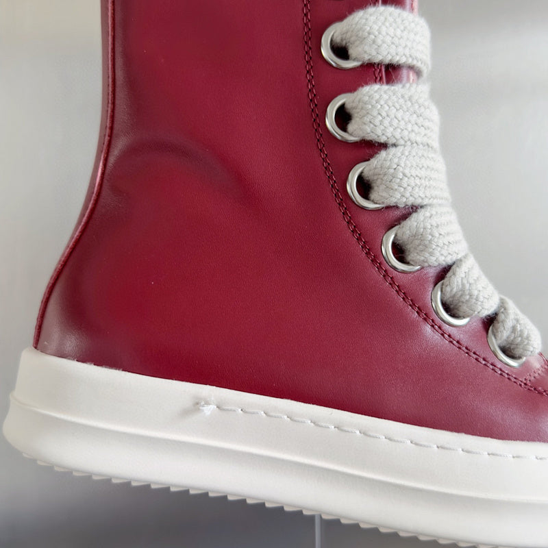 Rick Owens High-top Sneakers - Red Unisex Streetwear Limited Edition - **Rick Owens Red High-Top Sneakers: Bold Elegance and Premium Craftsmanship** Introducing the Rick Owens Red