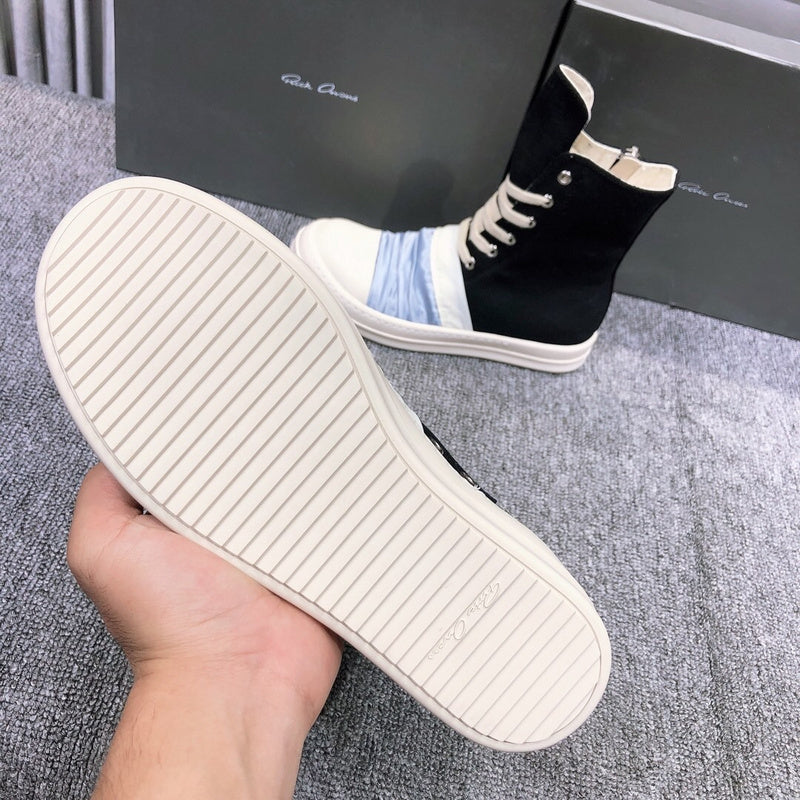 Rick Owens Canvas Boots With Ruched Fabric - Black Unisex Streetwear Limited Edition - **Rick Owens Black Canvas Boots with Ruched Fabric** Introducing the Rick Owens Black Canvas Boots