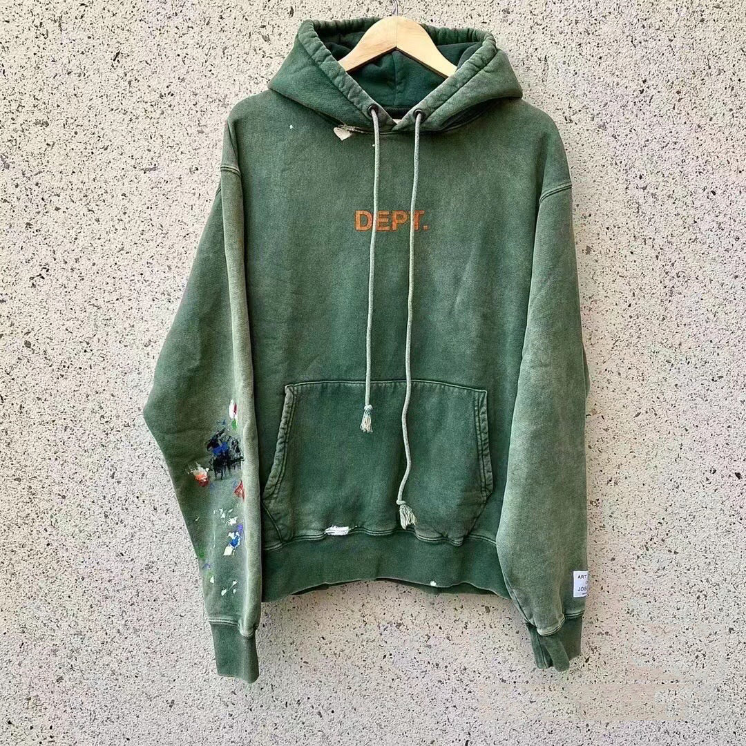 Gallery Dept. Property Of Hoodie Gd - Red Unisex Streetwear Limited Edition - ### Product Description: Gallery Dept. Green Distressed Hoodie Introducing the Gallery Dept. Green Distressed Hoodie,