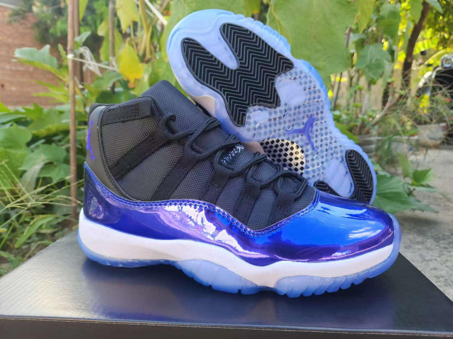 JORDAN 11 - Blue Unisex Streetwear Limited Edition - The sneaker featured in the image is a striking edition of the Air Jordan 11,