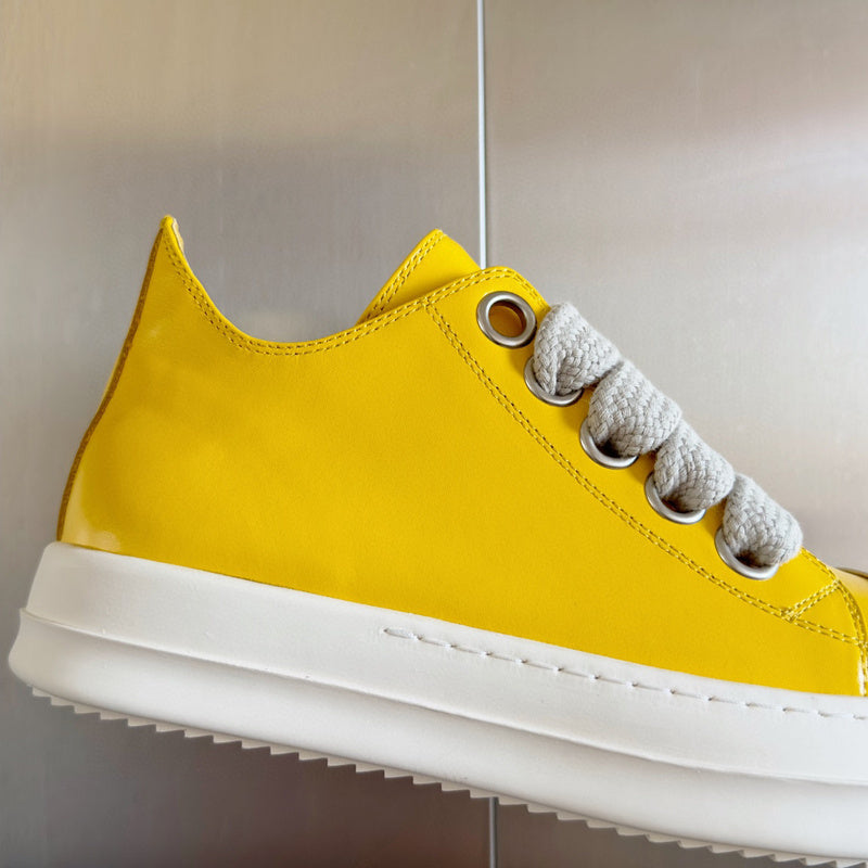 Rick Owens Low-top Sneakers - Yellow Unisex Streetwear Limited Edition - **Rick Owens Yellow Low-Top Sneakers: Bold Elegance and Superior Craftsmanship** Introducing the Rick Owens Yellow