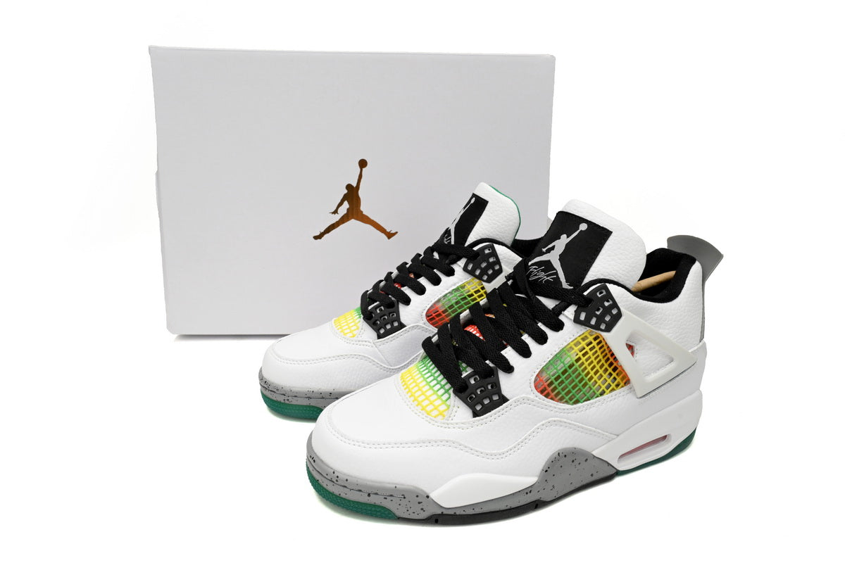Jordan Wmns 4 Retro Jamaica Green - White Unisex Streetwear Limited Edition