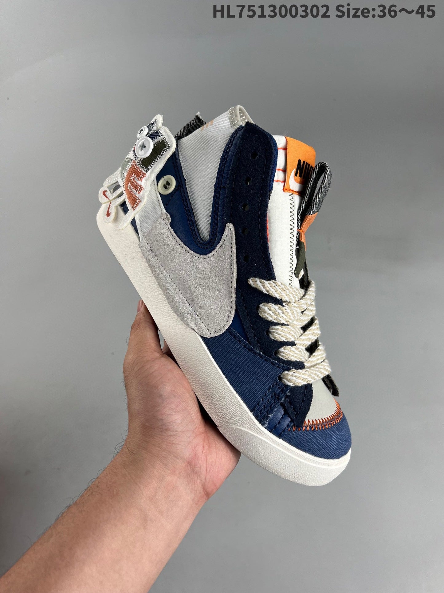 Nike Blazer Mid'1977 - Red Unisex Streetwear Limited Edition - The Nike Blazer 1977 High in leather, featuring a unique Voodoo Doll-inspired colorway of grey,