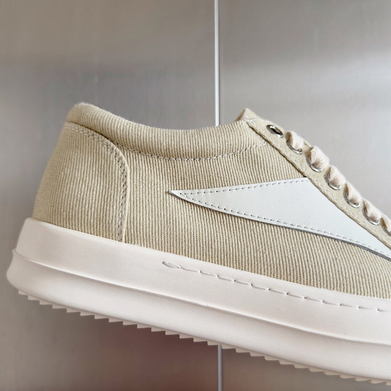 Rick Owens Canvas Low-top Sneakers - Beige Unisex Streetwear Limited Edition - **Rick Owens Beige Canvas Low-Top Sneakers: Subtle Elegance and Superior Craftsmanship** Introducing the Rick Owens