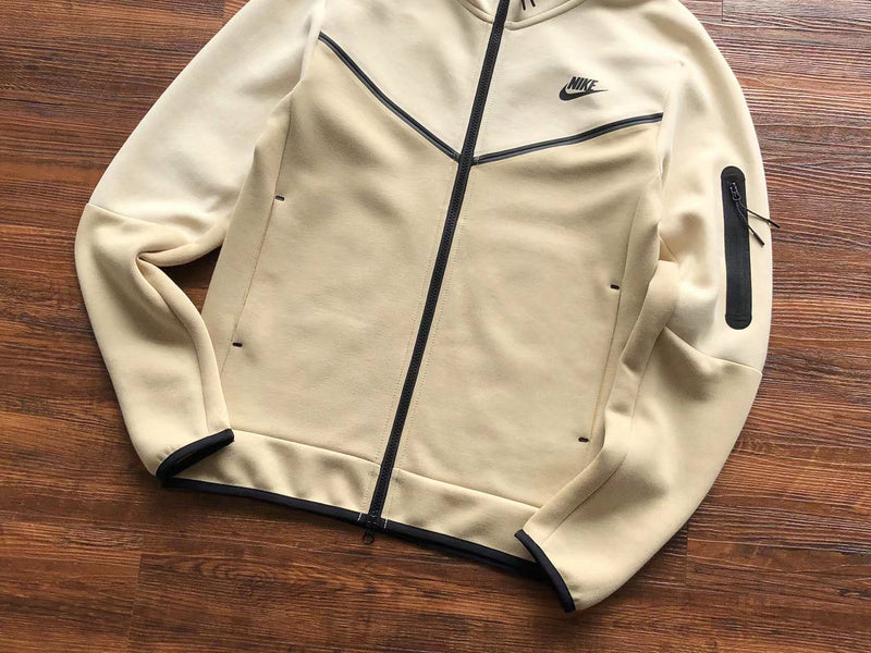 NIKE Tech Fleece Hoodie - Beach - Brown Unisex Streetwear Limited Edition - The NIKE TECH FLEECE HOODIE BEACH BROWN - REPLICA blends modern sportswear innovation with a