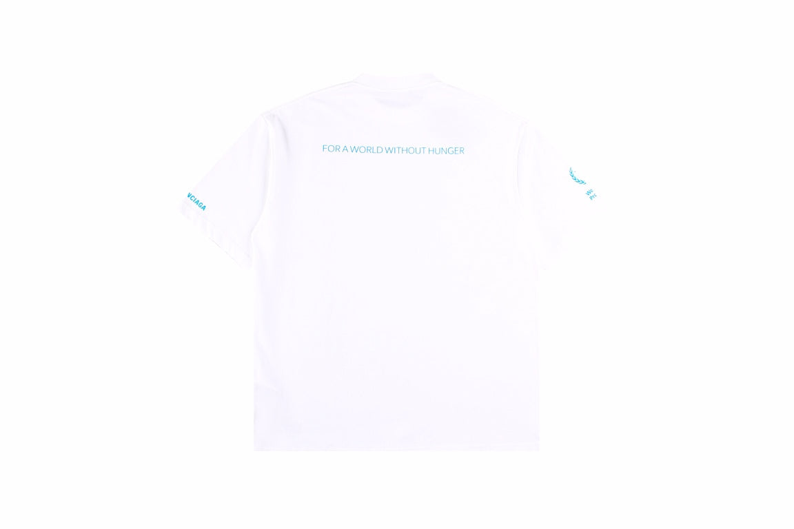 Balenciaga World Food Programme T-shirt - White Unisex Streetwear Limited Edition - This white Balenciaga t-shirt features the World Food Programme (WFP) logo, symbolizing the brand's support