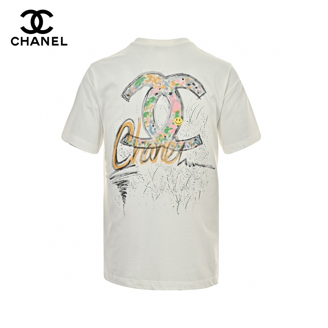 Chanel T-shirt - White Unisex Streetwear Limited Edition - This Chanel t-shirt features a minimalist white design. It has a subtle graphic on the