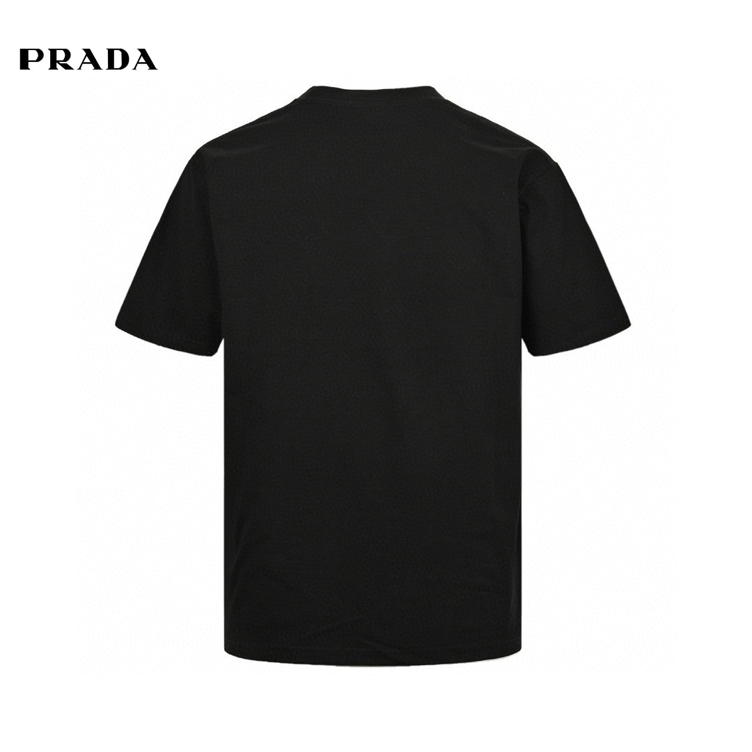 Prada T-shirt With Logo Design - Black Unisex Streetwear Limited Edition - The Prada Black T-Shirt with Logo Design is a sleek and modern piece that embodies
