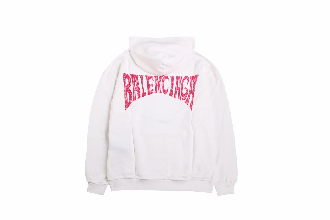 Balenciaga Hoodie - White Unisex Streetwear Limited Edition - This Balenciaga hoodie features a clean, minimalist white design. It includes a drawstring hood and