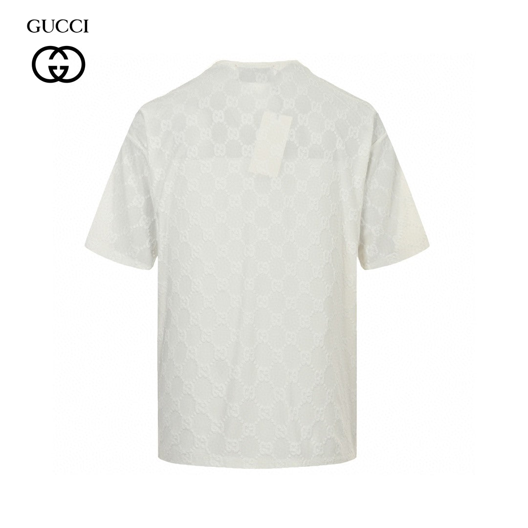 Gucci Gg Patterned T-shirt (white) Unisex Streetwear Limited Edition - The Gucci GG Patterned T-Shirt in white is a sophisticated addition to any wardrobe. Made