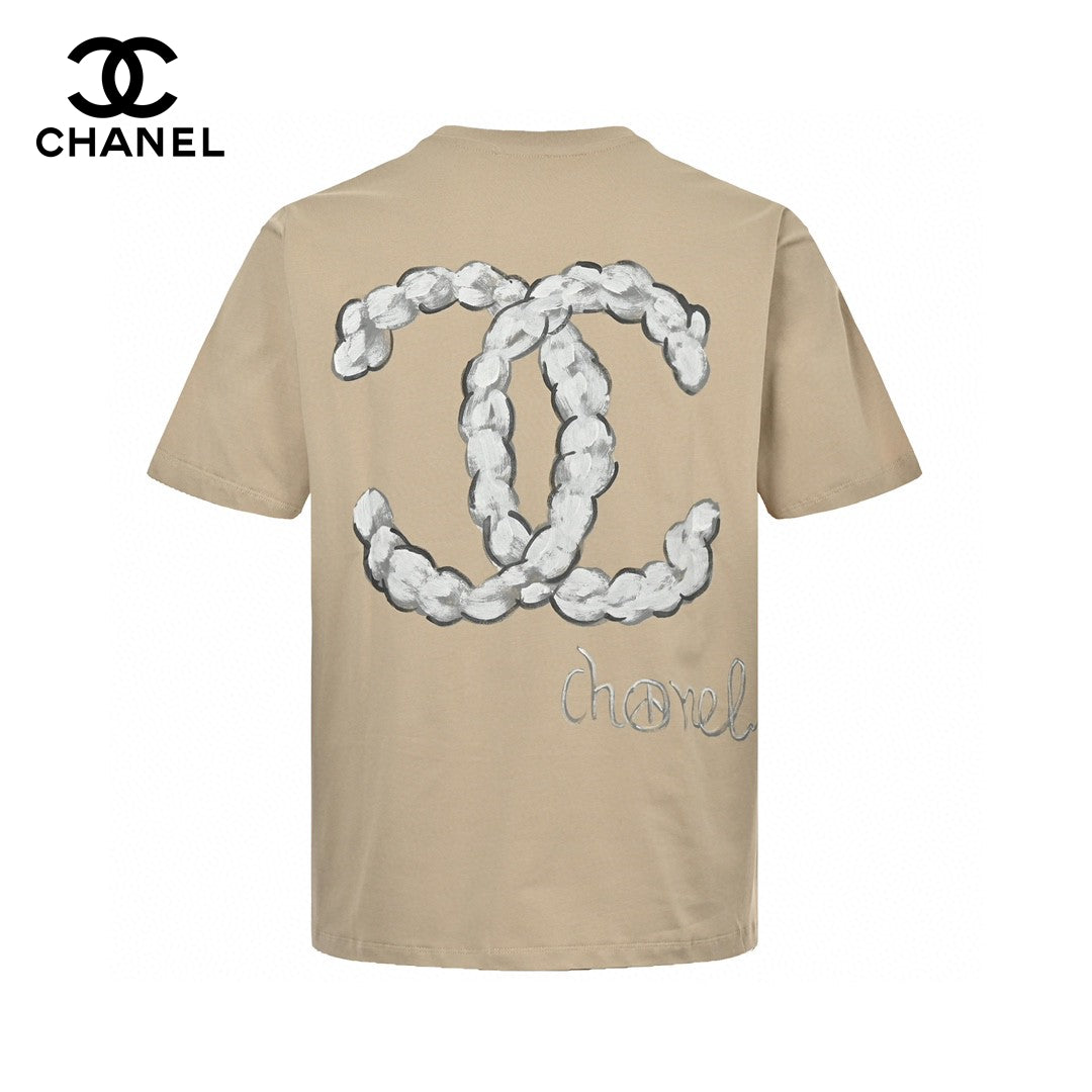 Chanel Cloud Logo T-shirt In - Beige Unisex Streetwear Limited Edition - The Chanel Cloud Logo T-Shirt in beige offers a playful twist on classic luxury. Featuring