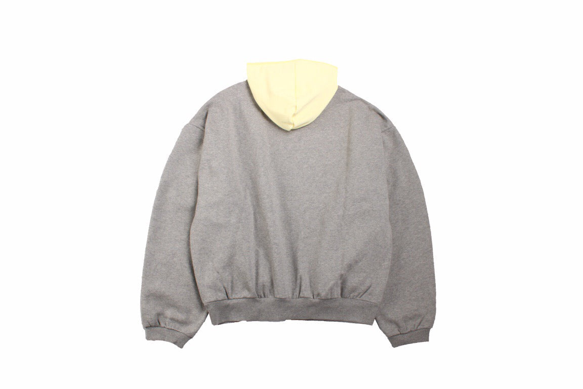 Fear Of God Essentials Hoodie - Grey With Hood - Yellow Unisex Streetwear Limited Edition - This grey Fear of God Essentials hoodie features a subtle 'ESSENTIALS FEAR OF GOD' logo