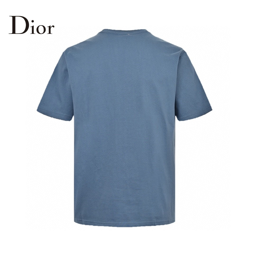 Dior Classic Logo T-shirt (blue) Unisex Streetwear Limited Edition - The Dior Classic Logo T-Shirt in blue is a timeless piece that embodies simplicity and