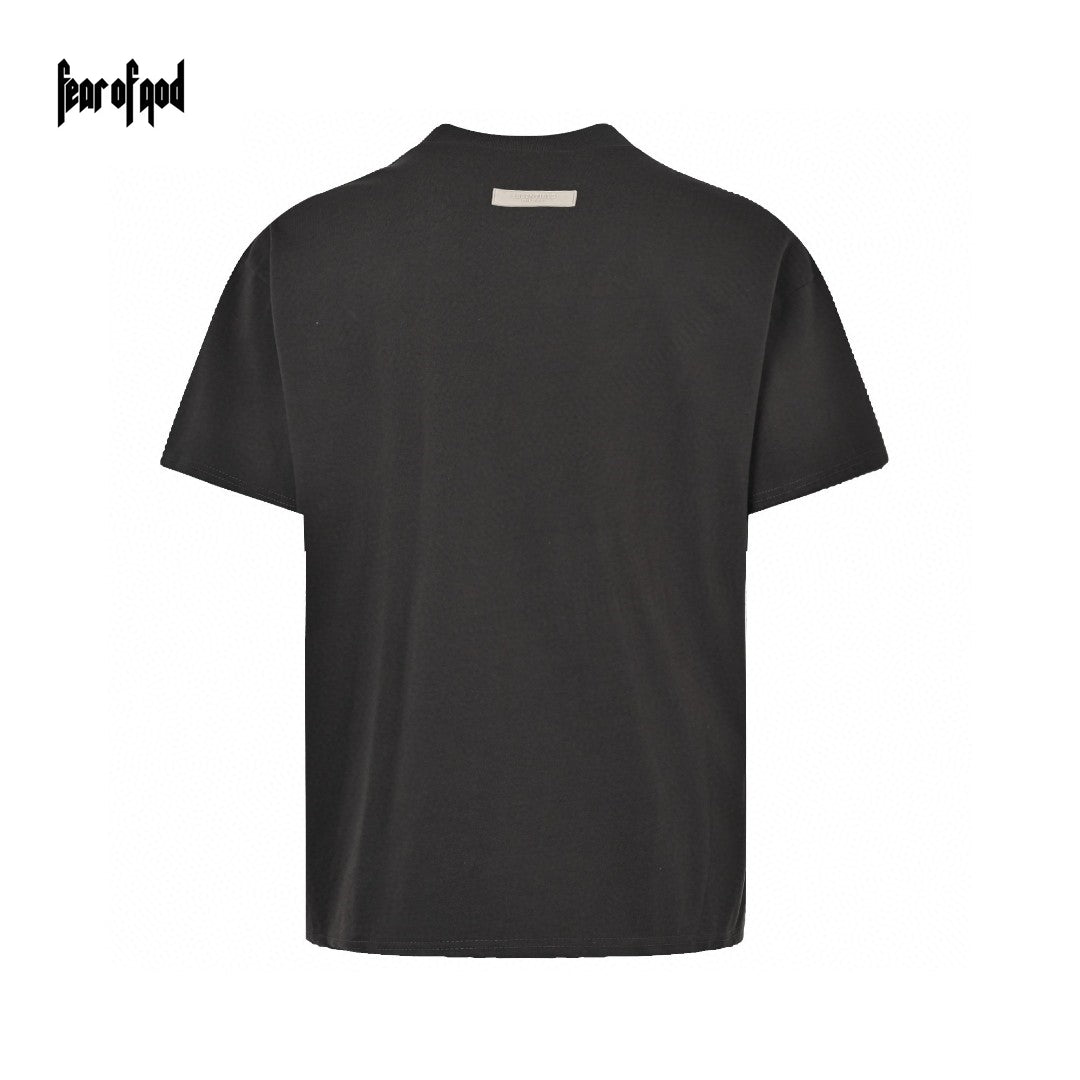 Fear Of God T-shirt - Black Unisex Streetwear Limited Edition - This Fear of God t-shirt features a minimalist black design. The front is adorned with