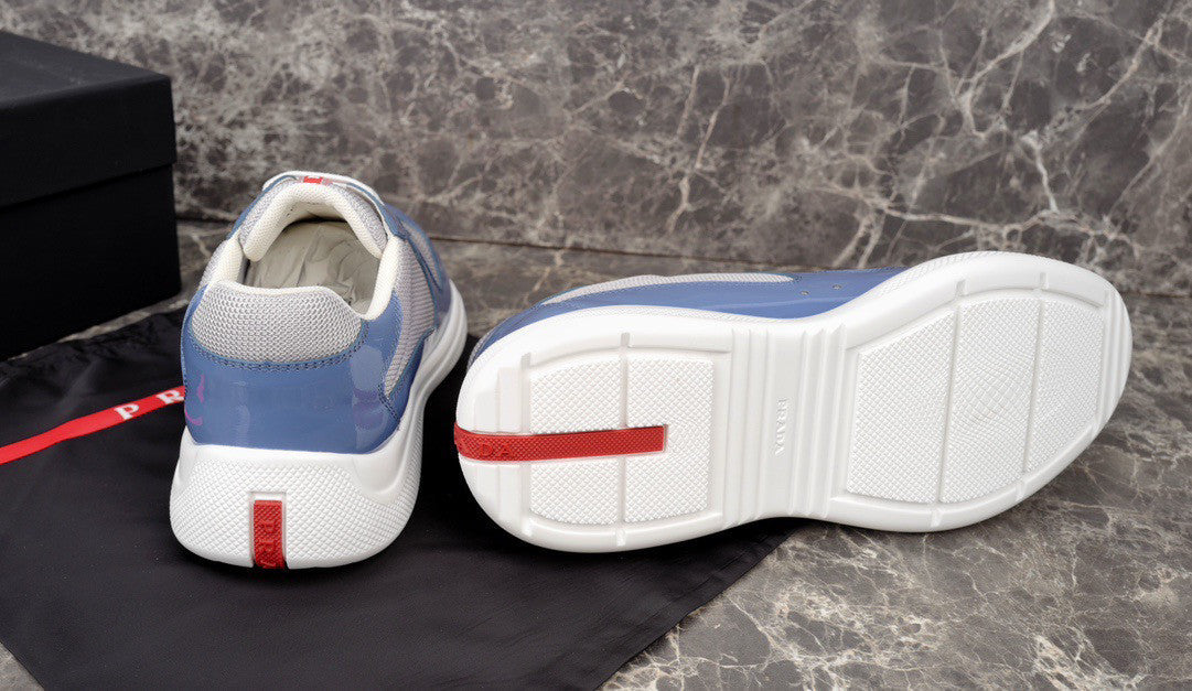 PRADA America's Cup Silver Sneakers - Blue Unisex Streetwear Limited Edition