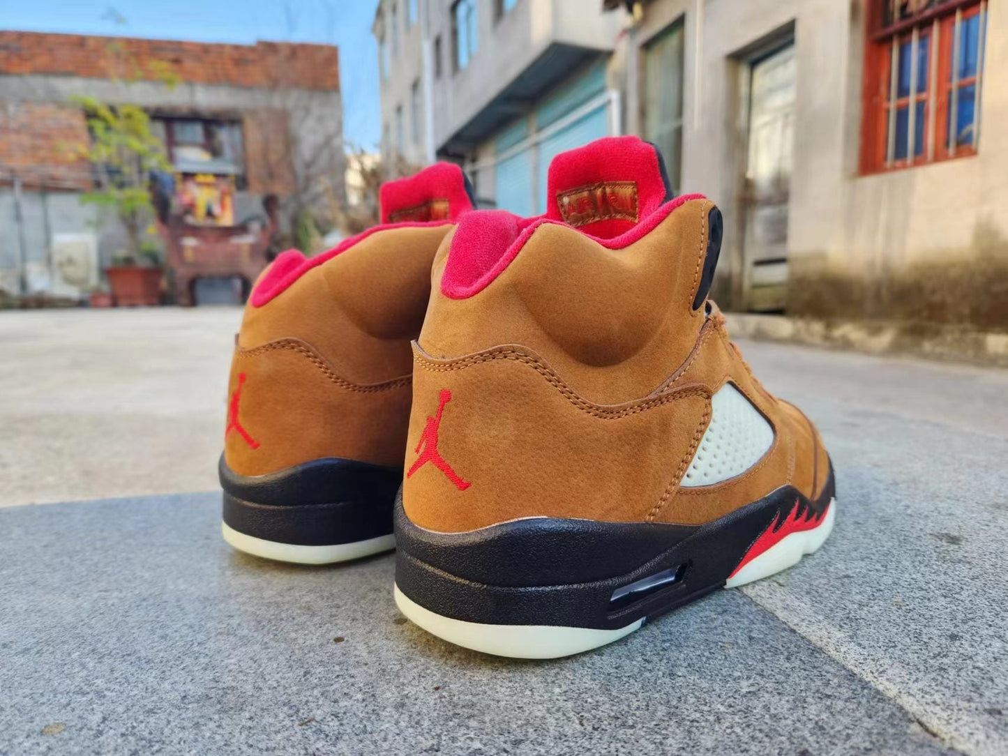 Jordan 5 And Tan - Red Unisex Streetwear Limited Edition