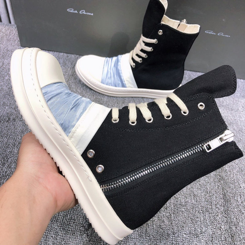 Rick Owens Canvas Boots With Ruched Fabric - Black Unisex Streetwear Limited Edition - **Rick Owens Black Canvas Boots with Ruched Fabric** Introducing the Rick Owens Black Canvas Boots