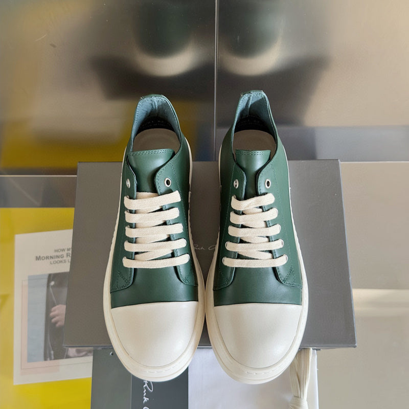 Rick Owens Dark Low-top Sneakers - Green Unisex Streetwear Limited Edition - **Rick Owens dark green Low-Top Sneakers: Avant-Garde Elegance and Comfort** Step into the future of