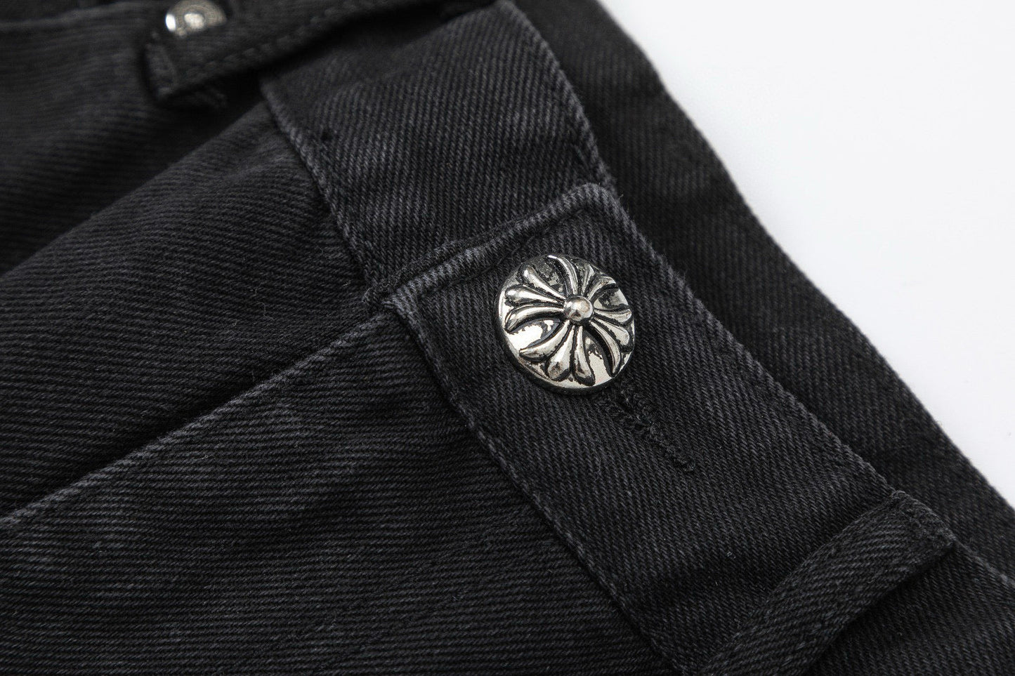 CHROME Hearts Double Cross Jeans - Black Unisex Streetwear Limited Edition