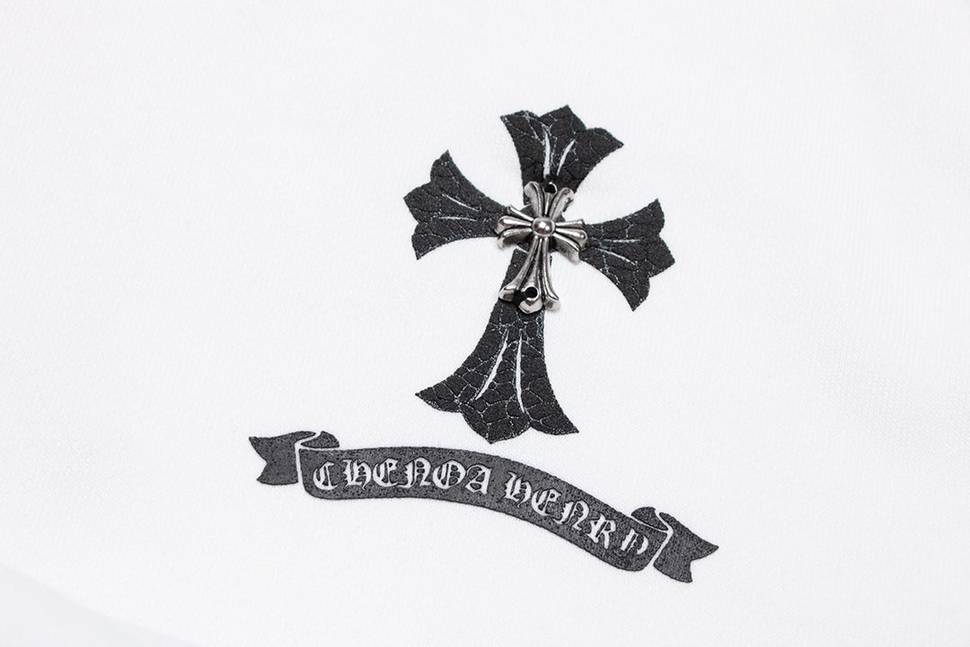 CHROME Hearts Cross Sweatshirt White - Black Unisex Streetwear Limited Edition