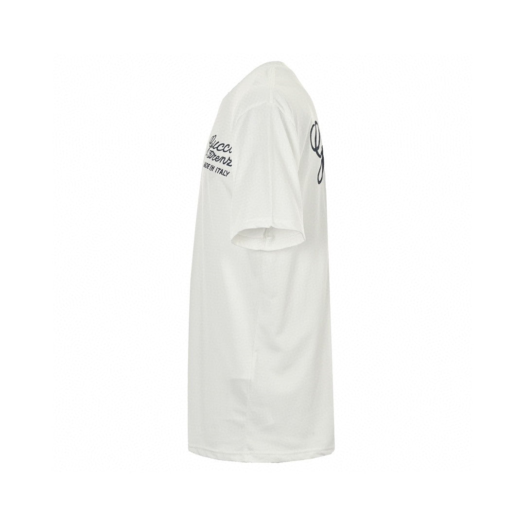 Gucci T-shirt With Script Logo - White Unisex Streetwear Limited Edition - <span>Elegant and timeless. Features 'Gucci Firenze' script and 'Made in Italy' text on the back.